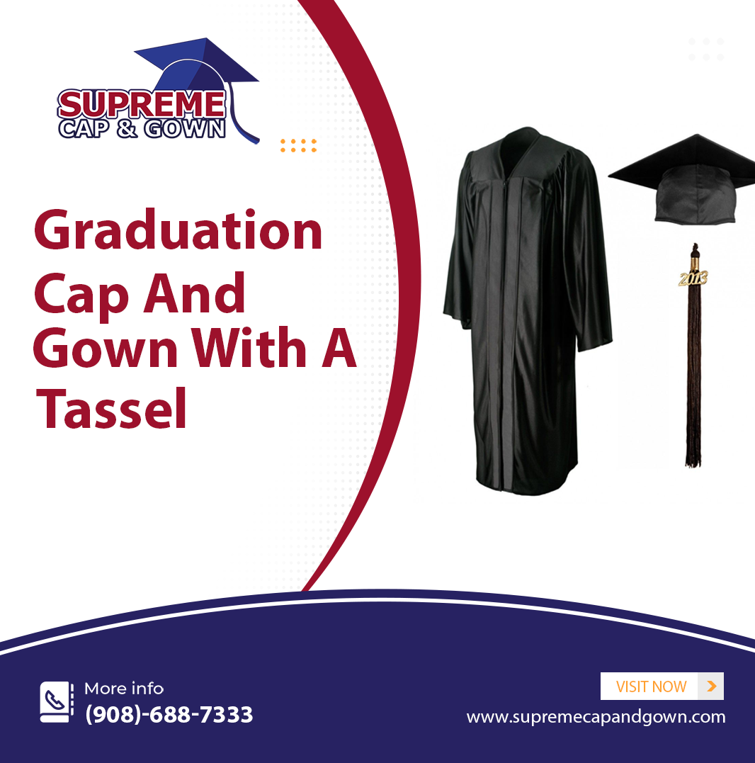 graduation cap and gown with a tassel